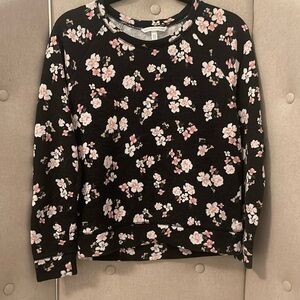 Victoria’s Secret Vintage Black Pink Floral Raglan Sleeve Sweatshirt /Top Small